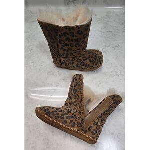 UGG Cassie Girls Infant Chestnut Leopard Print Fur Lined Boots Size 2/3